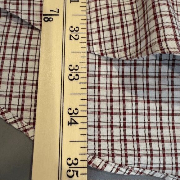 Lands' End Men's Button Front Shirt Burgundy Red White Traditional Fit 17-36T - Picture 8 of 10